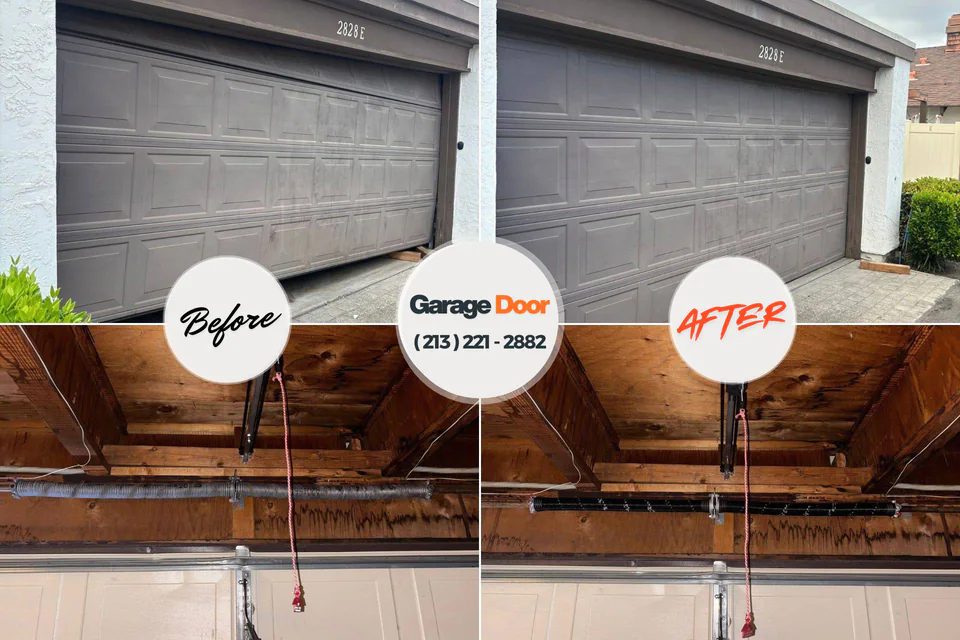 Before and after: garage door repair Huntington Park, CA